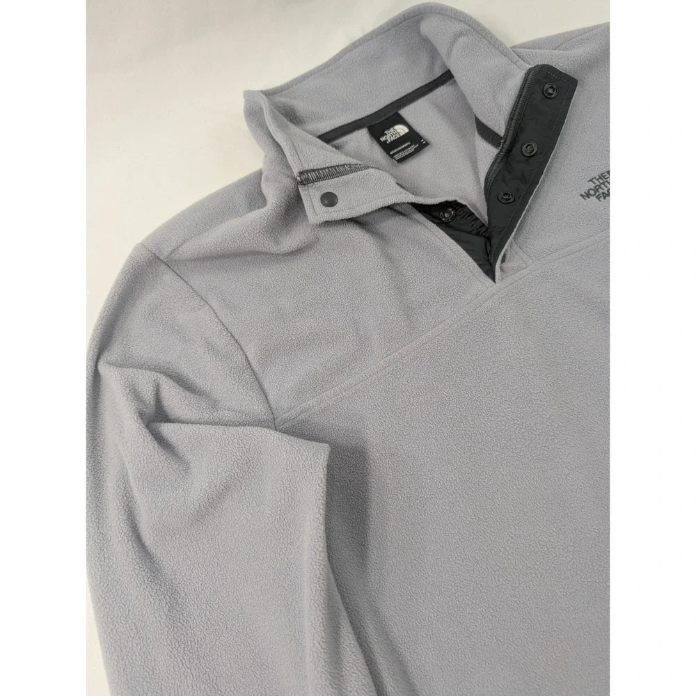 The North Face Sweater Mens Medium Gray Fleece TKA Glacier Snap‎ Neck Pullover
